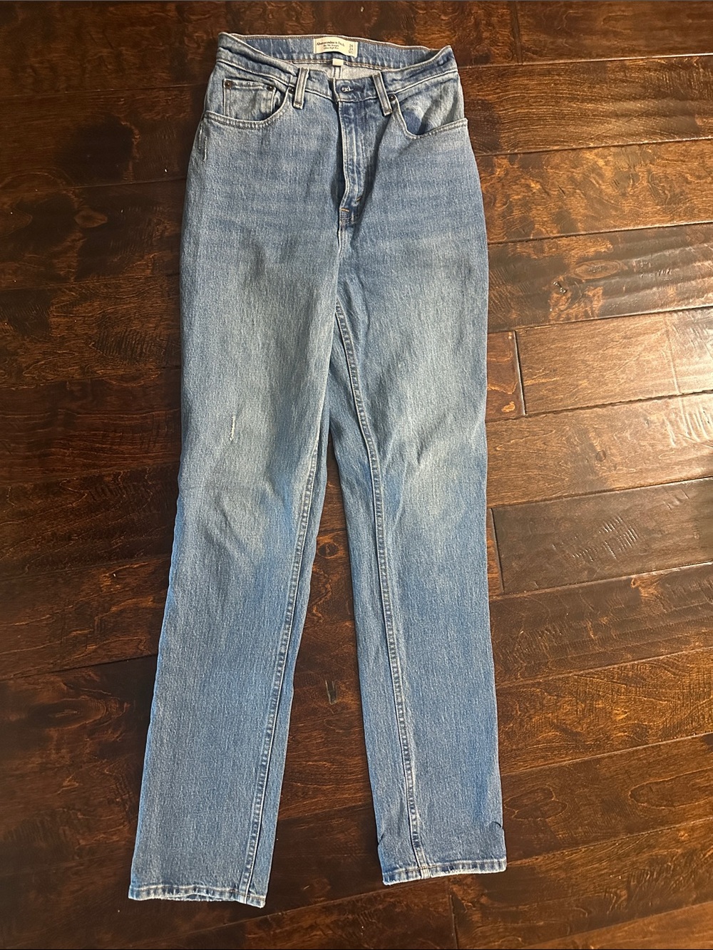 Abercrombie &fitch High-Rise Straight Leg Jeans in Light Blue 2X LONG Curve Love